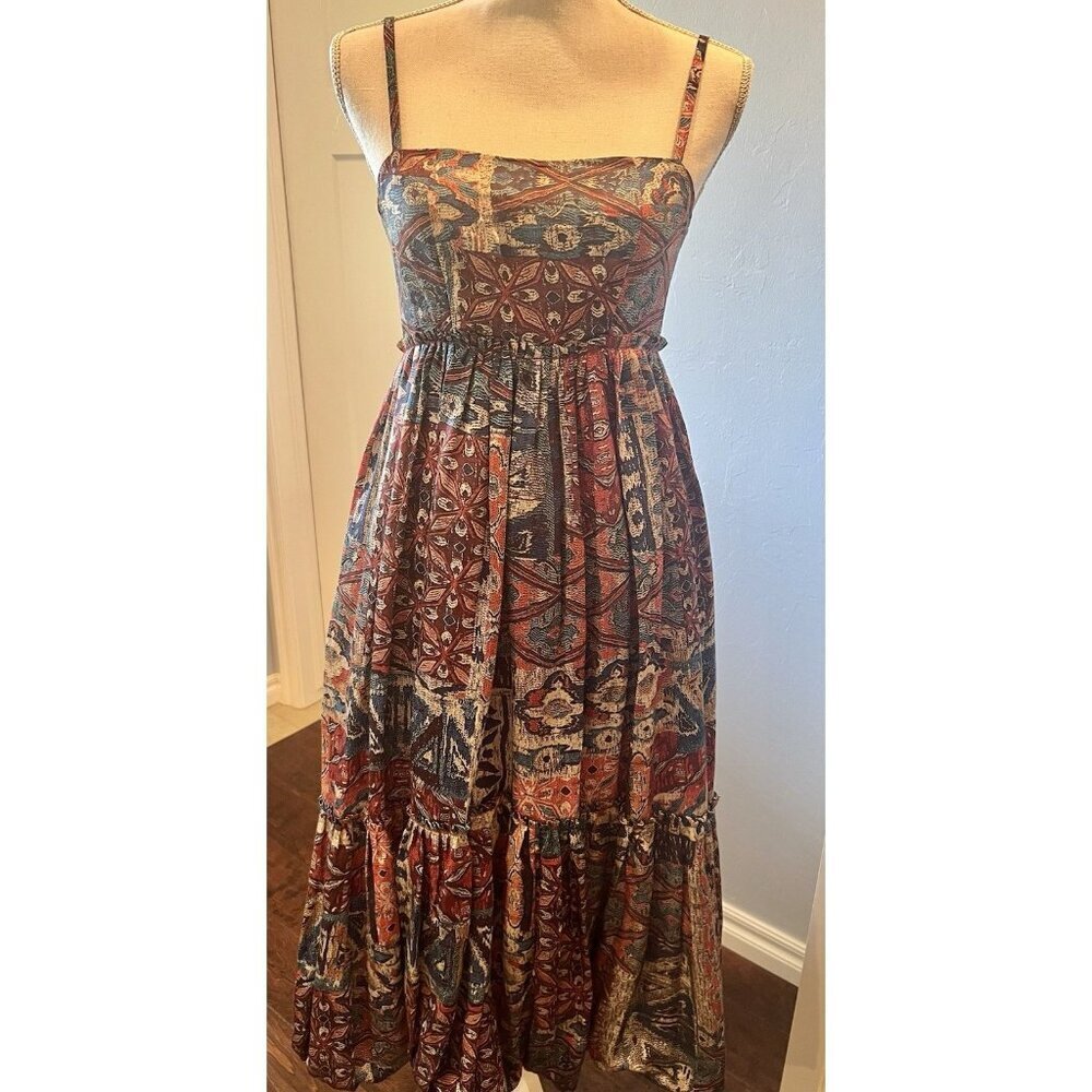 Nikita Mhaisalkar Anthropologie Spaghetti Straps Tiered Linen Modal Blend SZ 00P